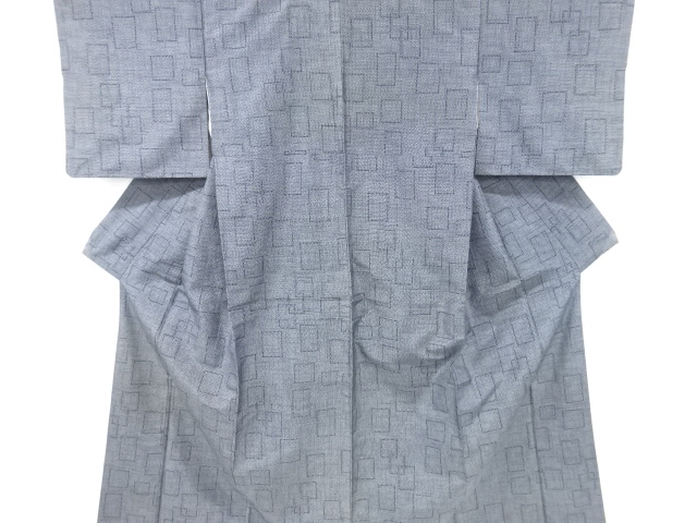 JAPANESE KIMONO / ANTIQUE KIMONO / SILK / TOKAMACHI TSUMUGI / WOVEN GEOMETRIC